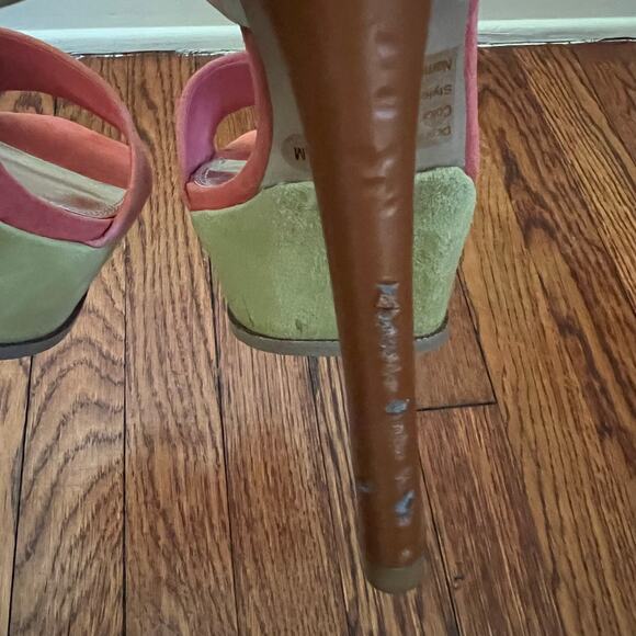 Suede Colorblock Venessa Stiletto Platform Heels Sandals Size 7.5 BackZip Boho - Picture 14 of 16